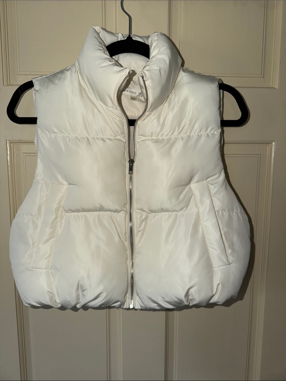 Altar'd State White Puffer Vest with High Collar